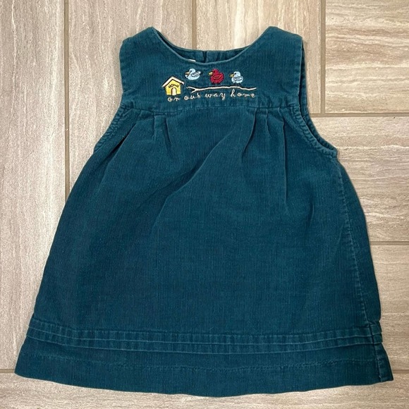 Vintage Other - Vintage 90’s corduroy pinafore dress Toddler girls birds cottagecore